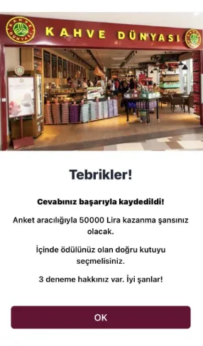 Kahve Dünyası Anneler Günü 50000 TL kampanyası -Kahve Dünyası Anneler Günü kampanyası doğru mu?